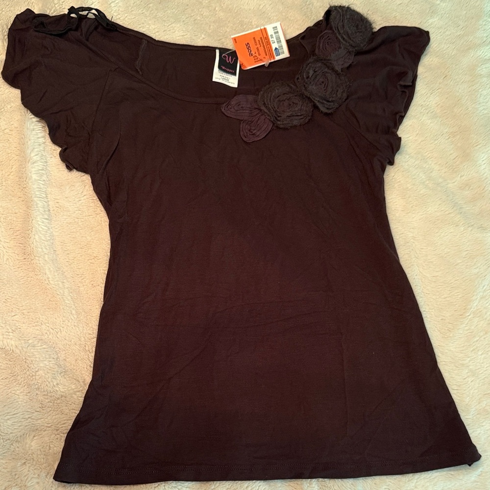 Elegant Black Top with Floral Accents